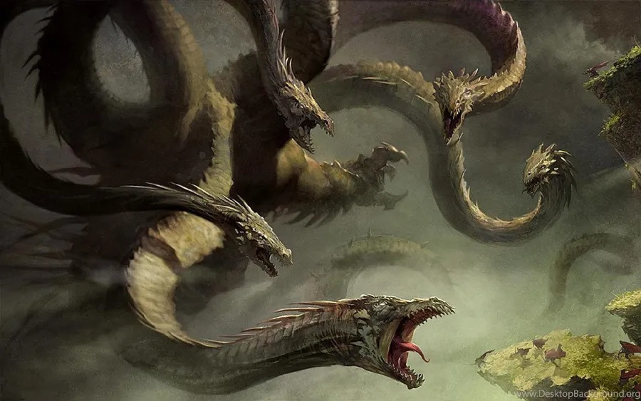 Vì muốn uống rượu nên quái vật Yamata no Orochi sẽ không vỡ hàng rào vì sẽ làm đổ các vò rượu cũng như không thể phun lửa đốt vì rượu sẽ bay hơi. Vậy nên, sinh vật rắn khổng lồ này sẽ phải thò đầu vào dưới hàng rào mà uống. Ảnh: lyuesword.