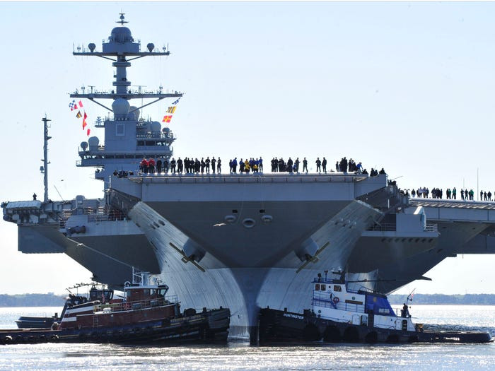 Tập đoàn đóng tàu Huntington Ingalls Industries của Mỹ chuyên thực hiện các hợp đồng đóng tàu sân bay và tàu ngầm hạt nhân cho Lầu Năm Góc có doanh thu 6,8 tỷ USD trong năm 2018. Nguồn ảnh: BI.