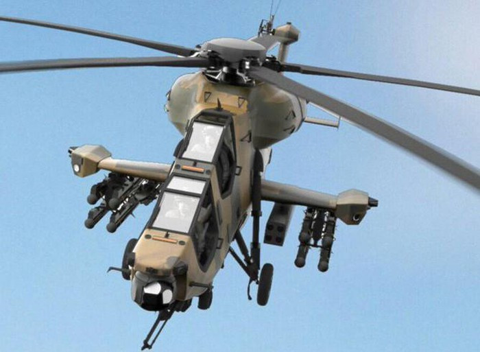 Trực thăng T-129 có tầm bay 1.000km và trần bay là 6.096m.