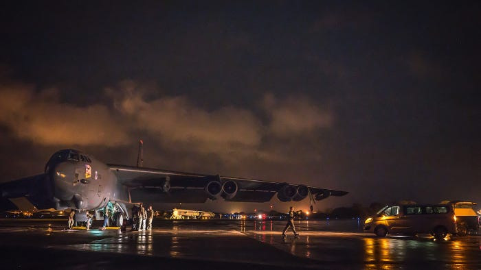 Các máy bay ném bom B-52 thuộc Biệt đội Ném bom 20-1 của Không quân Mỹ dự kiến sẽ kết thúc thời gian đồn trú ở châu Âu vào cuối tuần vừa rồi. Nguồn ảnh: Ruano.