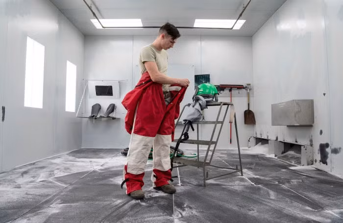 Để có thể tiếp cận và bảo dưỡng được hệ thống radar của chiếc F-35, người thợ bảo trì sẽ cần mặc một bộ quần áo không khác gì quân phục của lực lượng phòng hoá. Nguồn ảnh: BI.