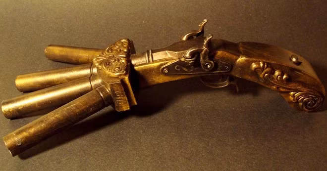 Súng chân vịt có các nòng chĩa về nhiều hướng khác nhau. Hình dáng của loại vũ khí ra đời trong thế kỷ 18 rất giống chân của những con vịt. Nó cũng là vũ khí rất được sĩ quan quân đội và các thủy thủ ưa thích. Tuy nhiên, thay vì bắn thẳng vào mục tiêu, khẩu súng này có thể gây thương vong cho những người xung quanh. Chính vì vậy, người ta khó dùng nó trong khu vực đông người.