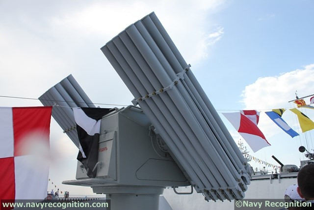 Hiện tại, phương án nâng cấp pháo phản lực phóng loạt lên tàu chiến cũng được nhiều quốc gia áp dụng. Trong ảnh là pháo phản lực Grad-M được Nga đặt lên tàu chiến hải quân. Nguồn ảnh: Pinterest.