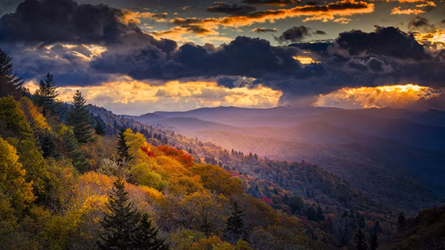 14. Vùng Great Smoky Mountains ở Bắc Carolina-Tennessee: Dãy núi Appalachia, Smokies là một dãy núi lớn trải dài dọc Bắc Carolina-Tennessee. Với hơn chín triệu du khách truy cập mỗi năm, đây là công viên quốc gia được truy cập nhiều nhất của Hoa Kỳ bởi vẻ đẹp và sự kỳ vĩ của nó.