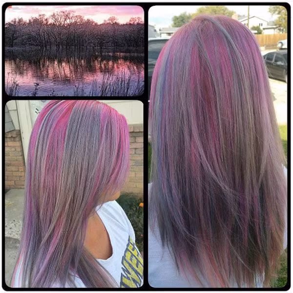 Hoàng hôn mùa đông lạnh lẽo đến với cuộc sống trong mái tóc màu xám và hồng.