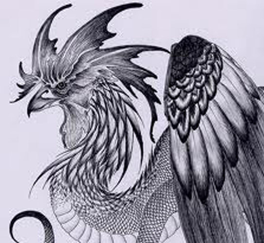 Đôi khi, ác thú Basilisk xuất hiện trong hình hài đầu gà trống, thân rắn và có đôi cánh của rồng hoặc dơi.