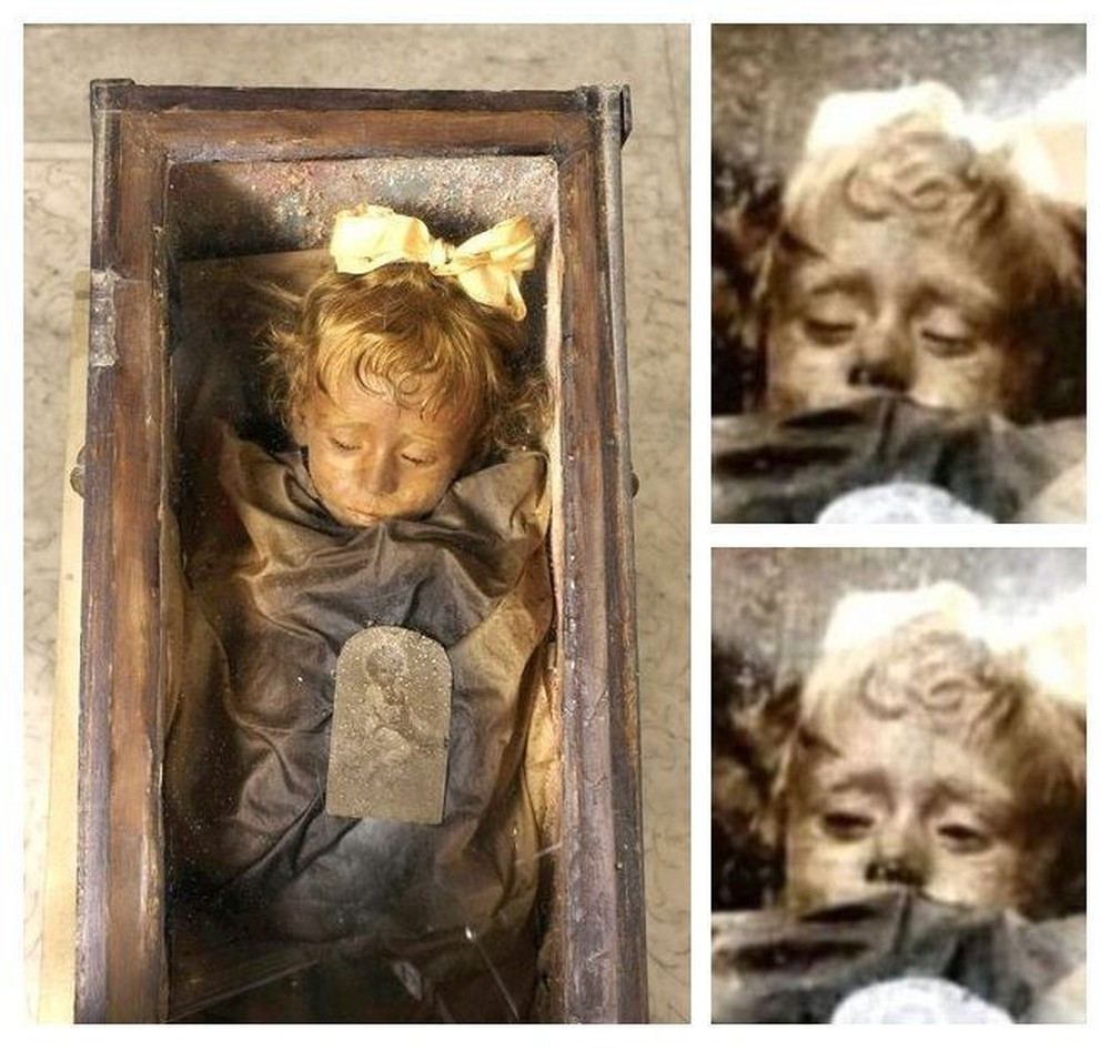 Các chuyên gia nhận định thi hài Rosalia Lombardo là xác ướp hoàn mỹ nhất thế giới. Sau khi qua đời vì bệnh viêm phổi vào năm 1920, Rosalia, 2 tuổi, ở thành phố Palermo, Italy, được cha thuê chuyên gia giàu kinh nghiệm ướp xác con gái.