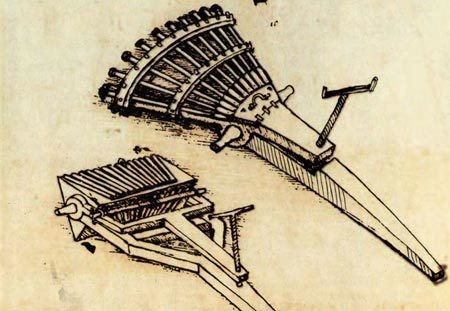 Trong số những sáng chế của Leonardo da Vinci, đáng chú ý là phát minh cỗ máy biết bay, xe bọc thép, súng máy, bộ đồ lặn hay robot giống người.