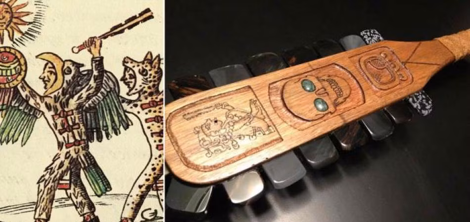 Theo các tài liệu lịch sử, vũ khí Macuahuitl có hình dáng giống như một thanh kiếm gỗ hoặc tay chèo thuyền lớn. Phần thân và cán của vũ khí được làm từ gỗ sồi.