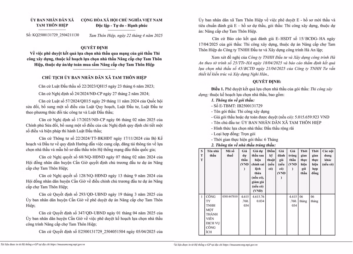 TP HCM: Cty DVCI Can Gio se thi cong nang cap cho Tam Thon Hiep