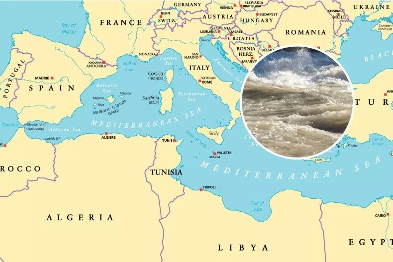 Trận đại hồng thủy Zanclean được cho là kéo dài 2 - 16 năm với lượng nước đổ vào biển Địa Trung Hải với tốc độ lên tới 60 - 100 triệu m3 mỗi giây. Ảnh: ISTOCK / GETTY IMAGES PLUS.