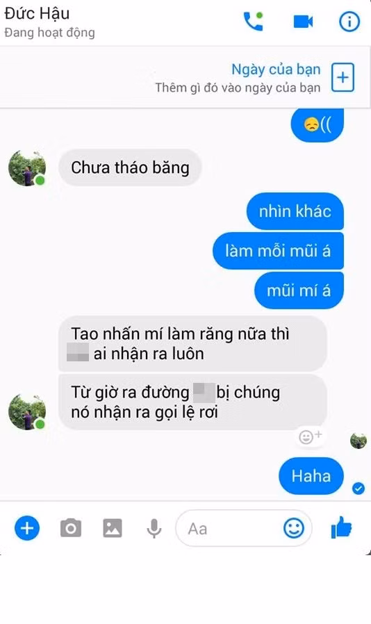 Trước vô vàn đồn đoán của dân mạng, một đoạn tin nhắn giữa Lệ Rơi và bạn của anh ta đã bất ngờ tạo ra những suy nghĩ khác. Trong đoạn tin nhắn này, Lệ Rơi cho biết ngoài sửa mũi, anh có thể còn nhấn mí, sửa răng... và mục đích sau cùng là để "không ai còn nhận ra mình nữa". Theo cách nói của Nguyễn Đức Hậu, dường như anh đã quá chán ngán với cái biệt danh Lệ Rơi khi không muốn ra đường ai cũng nhận ra mình và gọi "Lệ Rơi", chàng trai này quyết định phẫu thuật thẩm mỹ, thay đổi hoàn toàn khuôn mặt.