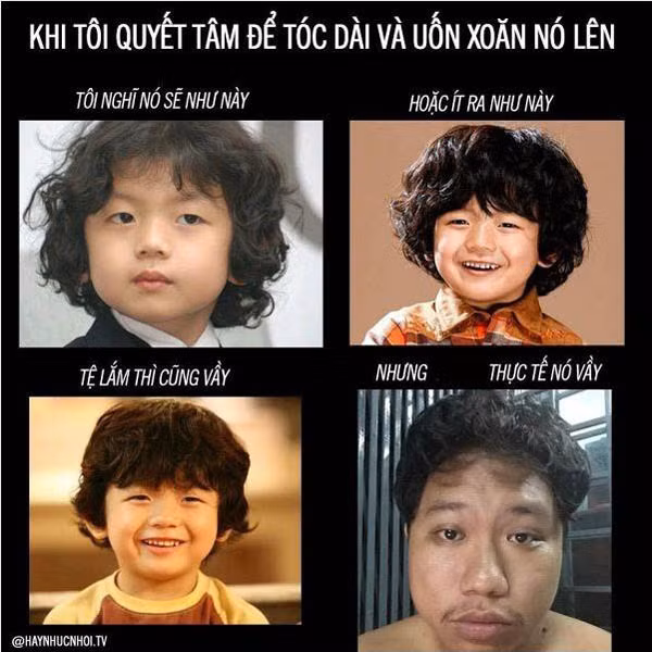 Có một thực tế là mọi người luôn có thói quen huyễn hoặc về mái tóc của mình, song sự thật lại thường không như mong muốn. Ảnh: Facebook Haynhucnhoi.tv.