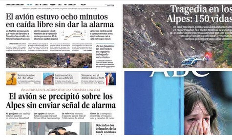 Báo El Mundo, La Razon, ABC và El Pais của Tây Ban Nha đều đăng tải thông tin về sự kiện đau thương này.