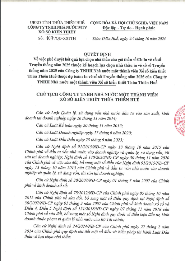 Cty In nhan dan Binh Dinh nhieu nam lien cung cap ve cho xo so Thua Thien Hue