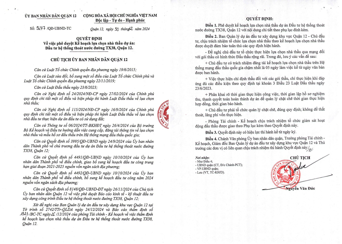 TP HCM: Gói thầu xây lắp đầu tư hệ thống thoát nước đường TX38 về tay ai? TP HCM: Goi thau xay lap dau tu he thong thoat nuoc duong TX38 ve tay ai?