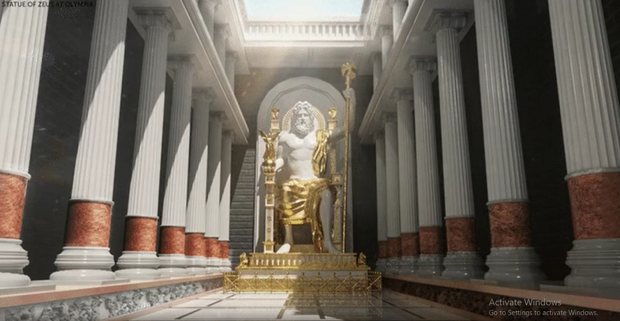 Tuy nhiên, tượng thần Zeus đã không còn tồn tại nguyên vẹn cho đến ngày nay. Nó đã bị hủy hoại trong một vụ hỏa hoạn vào thế kỷ thứ 5 sau Công nguyên. Hiện nay, chỉ còn lại những đồng xu và mô hình nhỏ để người ta có thể hình dung vẻ đẹp và tầm quan trọng của tượng thần này. (Hình ảnh 3D của Tượng thần Zeus ở Olympia)