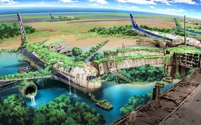 Trong một vài thập kỷ đầu tiên sau khi con người biến mất, các công trình nhân tạo như các tòa nhà, con đường và những cơ sở hạ tầng sẽ dần dần bị phá hủy bởi sự xâm nhập của thiên nhiên.