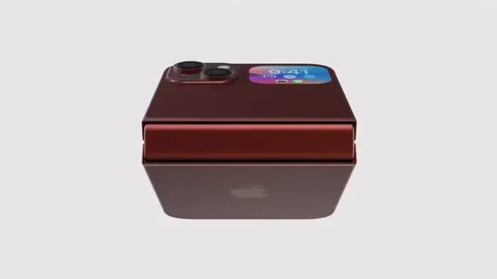 Theo bản dựng của nhóm, iPhone Flip về cơ bản khá giống với iPhone 14 nhưng với thiết kế màn hình gập kiểu vỏ sò. (Ảnh: Technizo Concept)