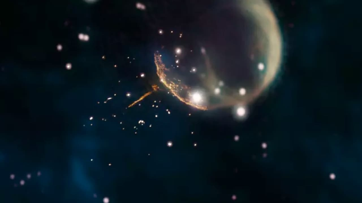 Và vệt sáng lạ được tinh vân Mouse phóng ra là đại diện cho một sao neutron siêu đậm đặc vừa ra đời.