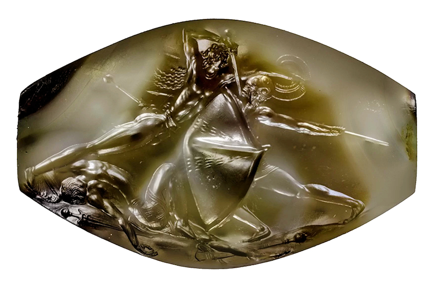 Mới đây, các nhà khảo cổ học ở Đại học Cincinnati (UC), Ohio, Mỹ, phát hiện một ấn ngọc 3500 năm tuổi mang tên Pylos Combat Agate.