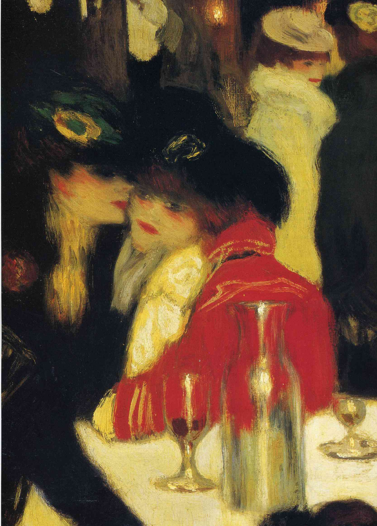 Bức tranh tái hiện một buổi chiều vui vẻ tại quán rượu với những người dân địa phương và các nghệ sĩ đang thưởng thức nhạc và nhảy múa.