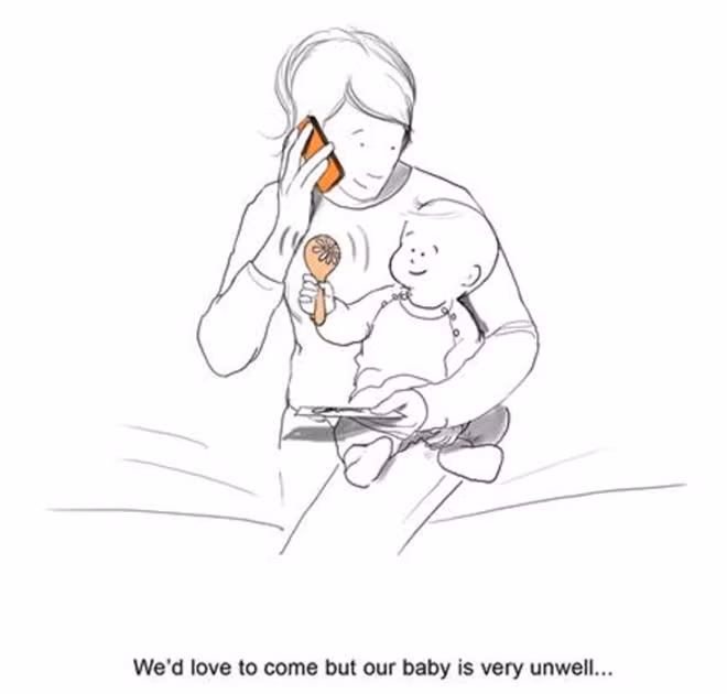 Con giúp mẹ học được cách chối từ những thú vui thường ngày. "Hẹn hò ư, tụ tập ư, chào nhé! Con tớ ốm rồi!"