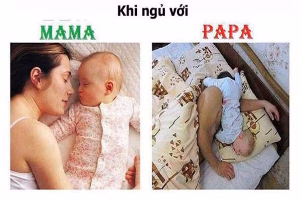 Ngủ với cha thoải mái thật. Con muốn gác đâu thì gác.