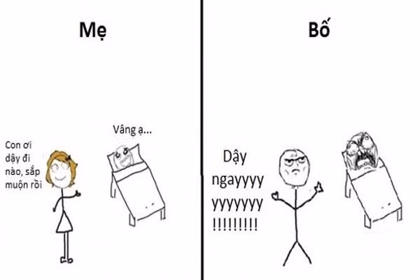 Đây là cách đánh thức con dậy của cha mẹ. Phụ nữ bao giờ cũng mềm mỏng nhưng chưa chắc đã hiệu quả bằng cha.