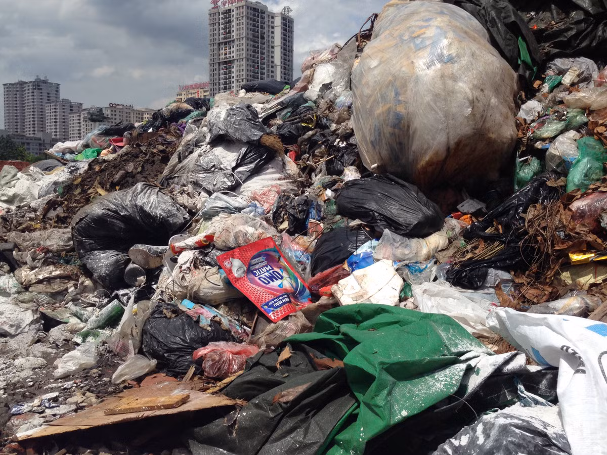 Rác chất thành đống tạo nên cảnh tượng kinh hoàng.