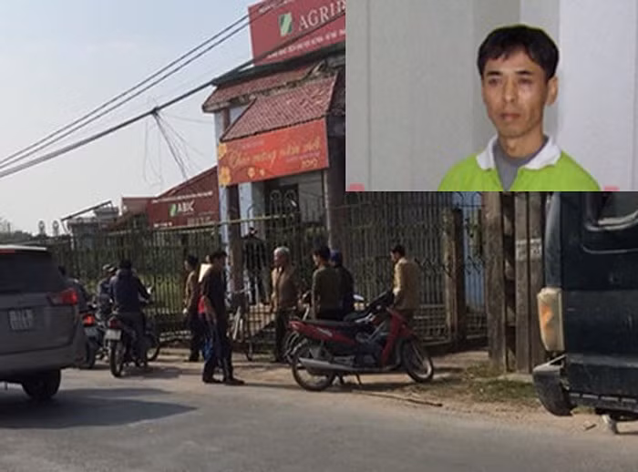  2. Cầm dao và bình xịt hơi cay cướp ngân hàng ở Thái Bình: Khoảng 10h ngày 23/1, đối tượng Lê Văn Cẩn cầm dao quắm đe dọa và bình xịt hơi cay xịt vào mặt 4 nhân viên Ngân hàng (1 nam, 3 nữ) và 2 vợ chồng khách hàng đến giao dịch sau đó cướp đi 210 triệu đồng. (Ảnh: Aninhthudo)