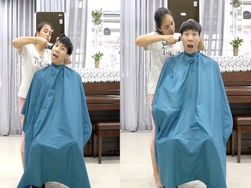 Quốc Nghiệp hài hước khi chia sẻ được vợ cắt tóc: "Nghiệp rất chú trọng đầu tóc, chỉ hớt tóc ở chỗ quen. Nhưng hiện tiệm tóc đóng cửa nên tôi đành giao phó cho vợ. Lỡ vợ cắt xấu, tôi cũng ở trong nhà 15 ngày, chứ có đi đâu mà lo lắng".