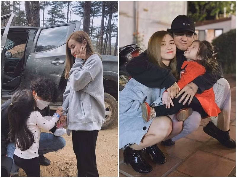 Nam ca sĩ thân thiết bên 3 mẹ con Bảo Ngọc giống một gia đình.