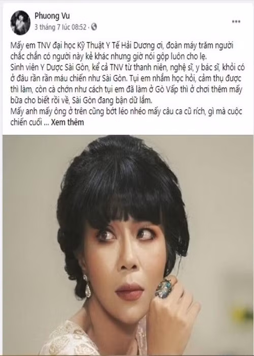 Bài viết gây ồn ào của Trác Thúy Miêu có đoạn: "Tụi em nhắm học hỏi, cảm thụ được thì làm, còn cà chớn như cách tụi em đã làm ở Gò Vấp thì ở chơi thêm mấy bữa cho biết rồi về, Sài Gòn đang bận dữ lắm". Ảnh: VTV