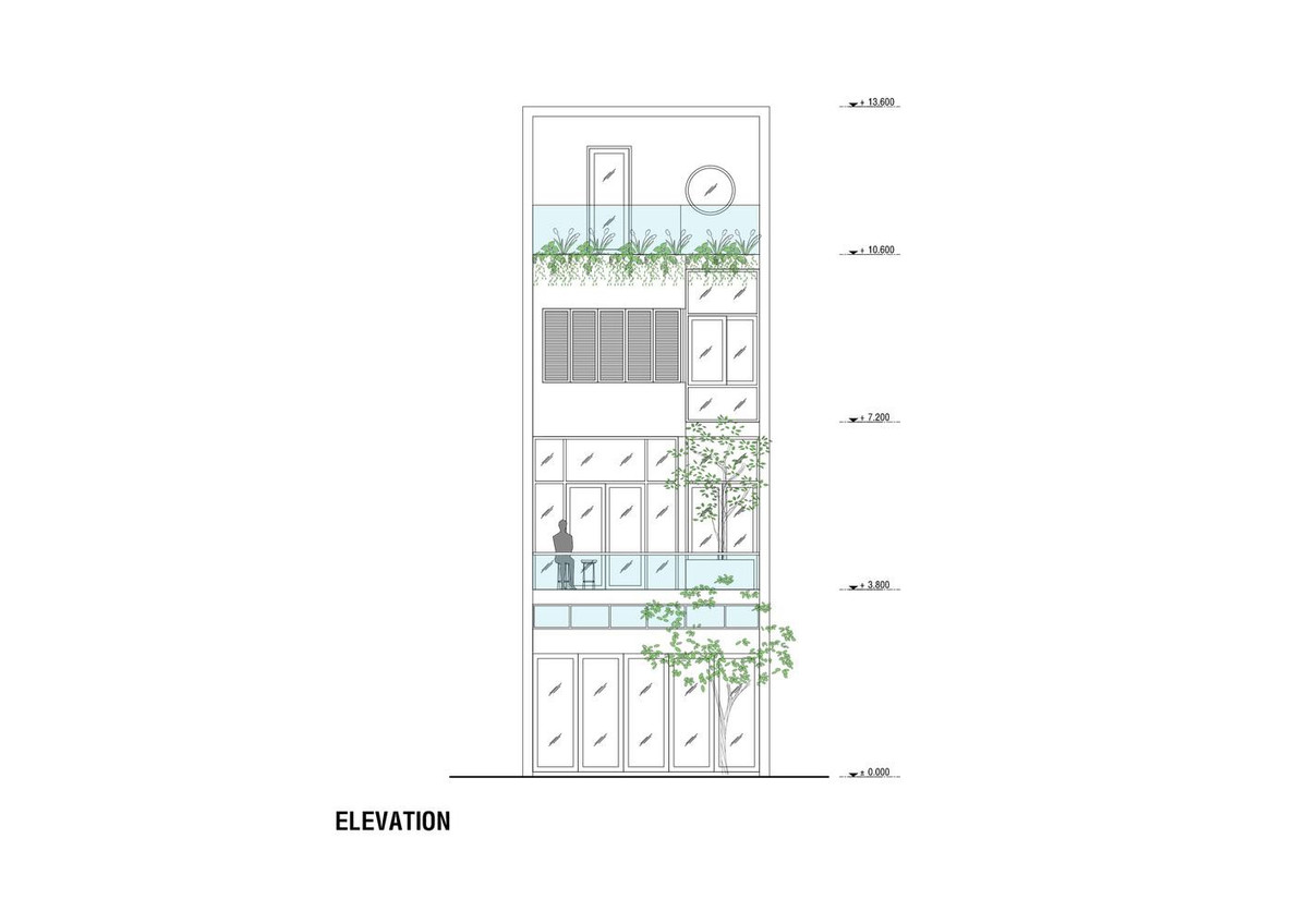 Bản vẽ mặt tiền ngôi nhà.