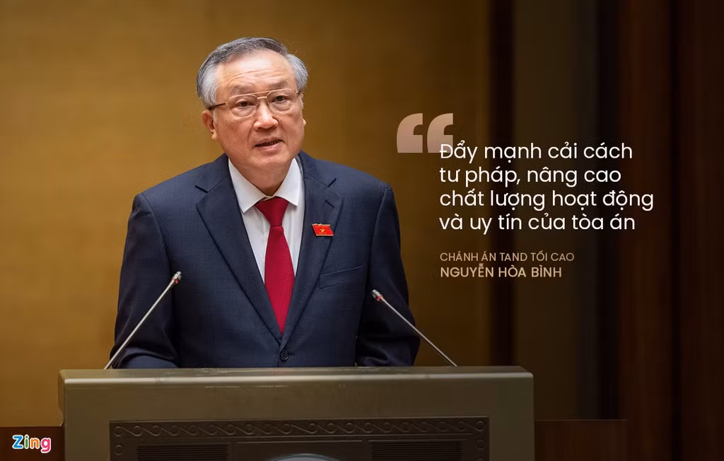 Chánh án TAND Tối cao Nguyễn Hòa Bình khẳng định đẩy mạnh hơn nữa công cuộc cải cách tư pháp với nhiều giải pháp đổi mới, sáng tạo để nâng cao chất lượng hoạt động và uy tín của tòa án. “Nỗ lực cao nhất để phát huy ưu điểm, thành tựu; khắc phục hạn chế, thiếu sót. Đồng thời, chăm lo xây dựng TAND trong sạch, vững mạnh và chuyên nghiệp”, ông cam kết.