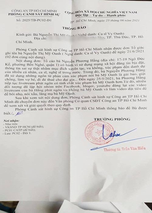 Ca si Vy Oanh gui don to cao ba Phuong Hang-Hinh-3