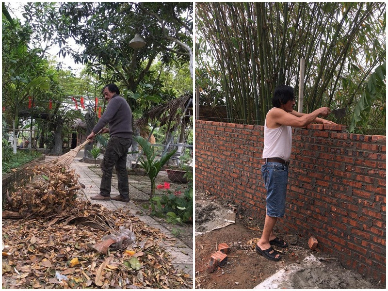 Giang Còi xắn tay làm bất kể việc gì của một người nông dân. "Tôi rất tự hào vì dù là trai phố cổ nhưng tôi am hiểu công việc của nhà nông như một nông dân chính hiệu", nam nghệ sĩ từng chia sẻ.