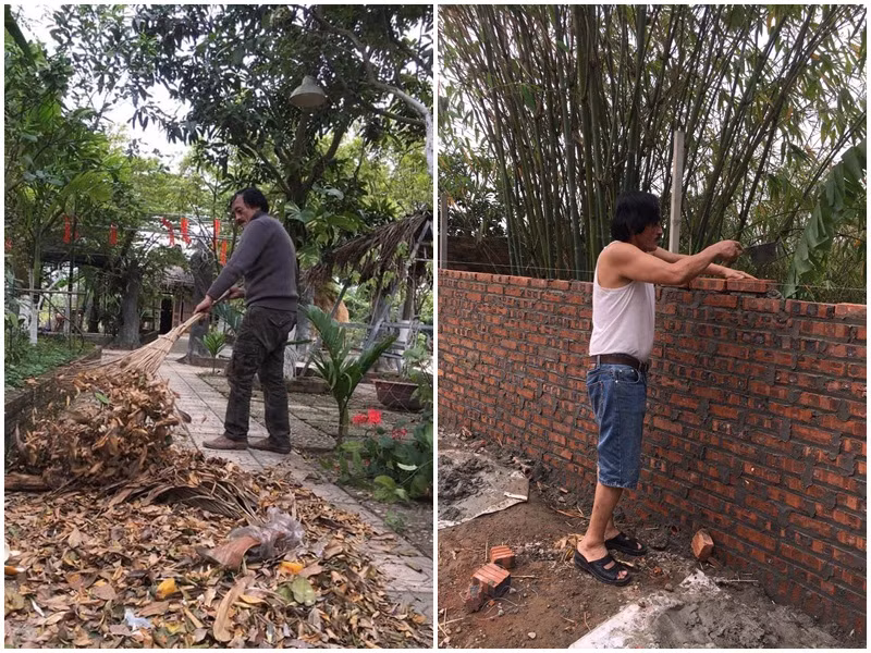 Giang Còi xắn tay làm bất kể việc gì của một người nông dân. "Tôi rất tự hào vì dù là trai phố cổ nhưng tôi am hiểu công việc của nhà nông như một nông dân chính hiệu", nam nghệ sĩ từng chia sẻ.