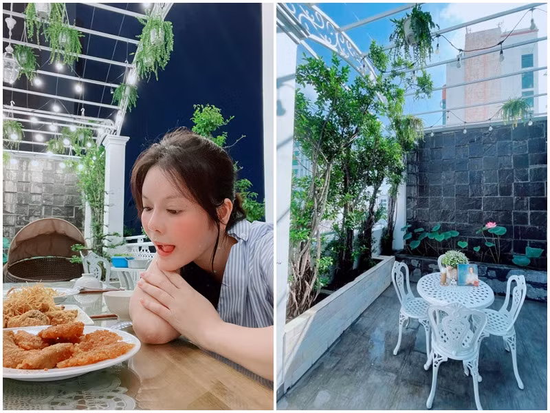 Cô chia sẻ hình ảnh đọc sách, ăn uống tại nhà hay gửi đồ ăn, thực phẩm cho bạn bè.