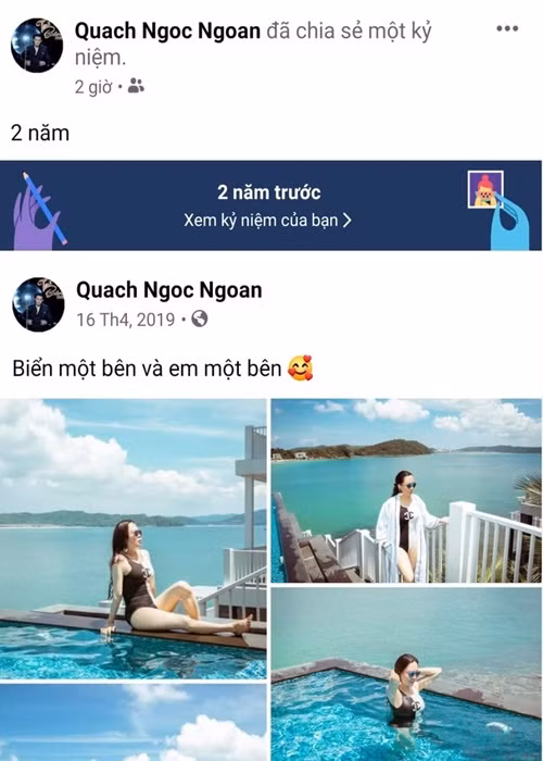 Mối quan hệ giữa Phượng Chanel và Quách Ngọc Ngoan tốt đẹp dù cả hai chia tay. Một trong những bằng chứng là Quách Ngọc Ngoan chia sẻ bài đăng về tình cũ cách đây 2 năm.