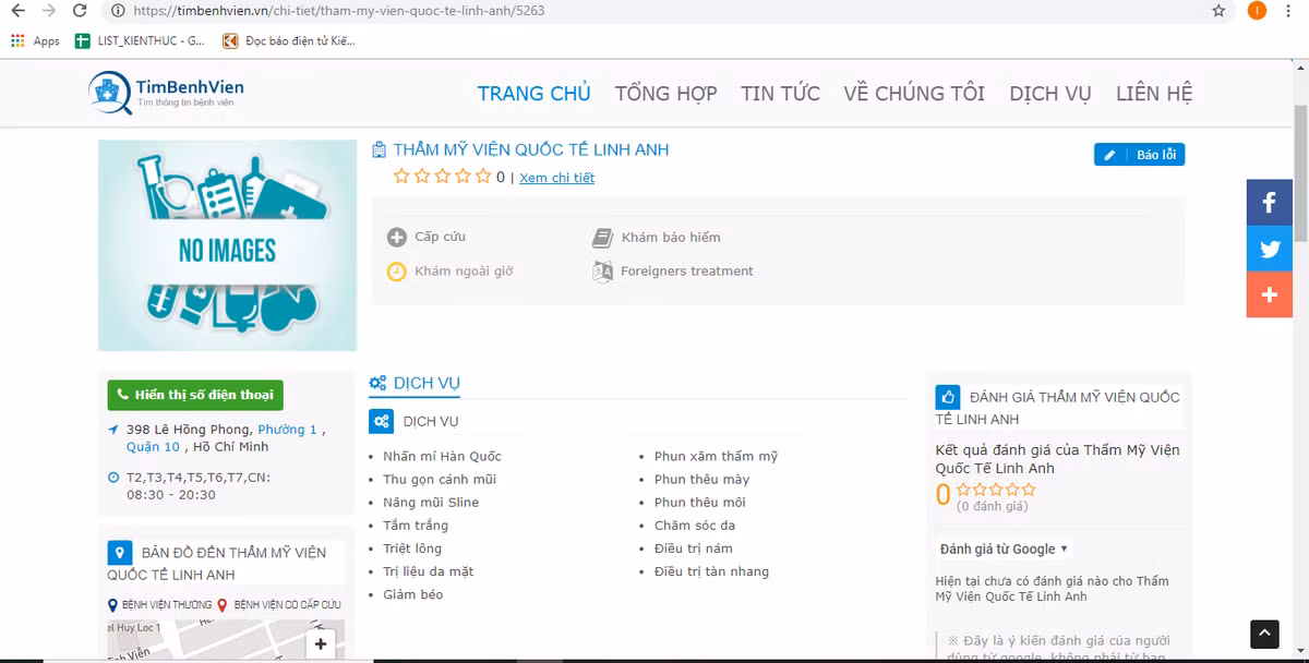 VTM Quoc te Linh Anh ngang nhien quang cao dich vu nang mui khong phep?