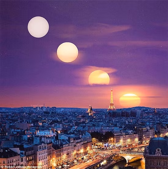 "Sở hữu mặt trăng? Nếu bạn muốn, tôi sẽ quăng một sợi dây lên trời và kéo nó xuống tặng bạn." Jahns viết thế về bức ảnh này của mình.