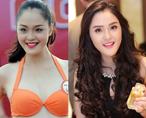 Có vẻ như á hậu Hoàng Anh đã độn cằm quá dài.