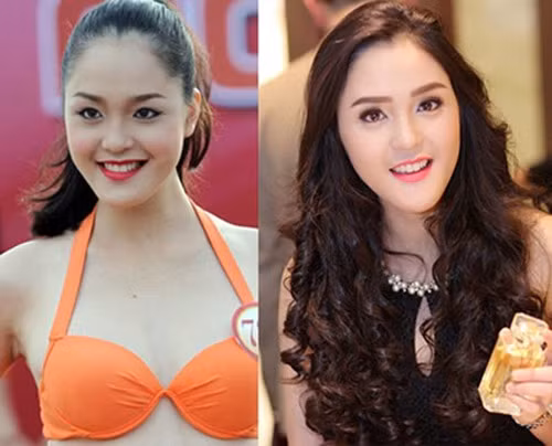 Có vẻ như á hậu Hoàng Anh đã độn cằm quá dài.