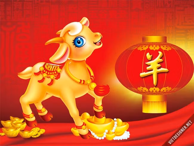 Màu đỏ đem lại cảm giác ấm áp và tự tin trong tiết trời lạnh vốn rất quen thuộc của những ngày Tết. Hình ảnh chú dê Ất Mùi trên nền đỏ cực kỳ nổi bật, là mẫu thiệp chúc Tết Nguyên đán được ưa thích năm nay.