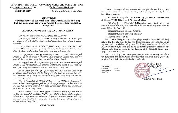 BR-VT: Công ty Kim Môn có trúng gói thầu 5 tỷ tại TX. Phú Mỹ? - Hình 2 BR-VT: Cong ty Kim Mon co trung goi thau 5 ty tai TX. Phu My?-Hinh-2