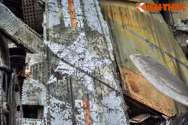 Biểu trưng của không quân Mỹ với ngôi sao màu trắng trên cánh một chiếc máy bay bị bắn hạ ở miền Bắc Việt Nam.