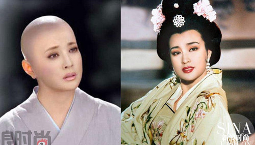 Lưu Hiểu Khánh cũng là mỹ nhân để lại nhiều ấn tượng khó quên trong lòng khán giả với vai Võ Tắc Thiên. Bà vẫn giữ được vẻ đẹp quyến rũ dù phải cạo trọc đầu.