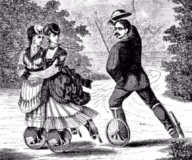 Gần đây, Công ty Chariot Skates giới thiệu một mẫu giày trượt bánh xe độc đáo mang tên Chariot và gọi đó là một “sản phẩm cách mạng hoàn toàn mới”. Thực chất, bánh xe trượt đầu tiên đã được làm từ 142 năm trước đây.